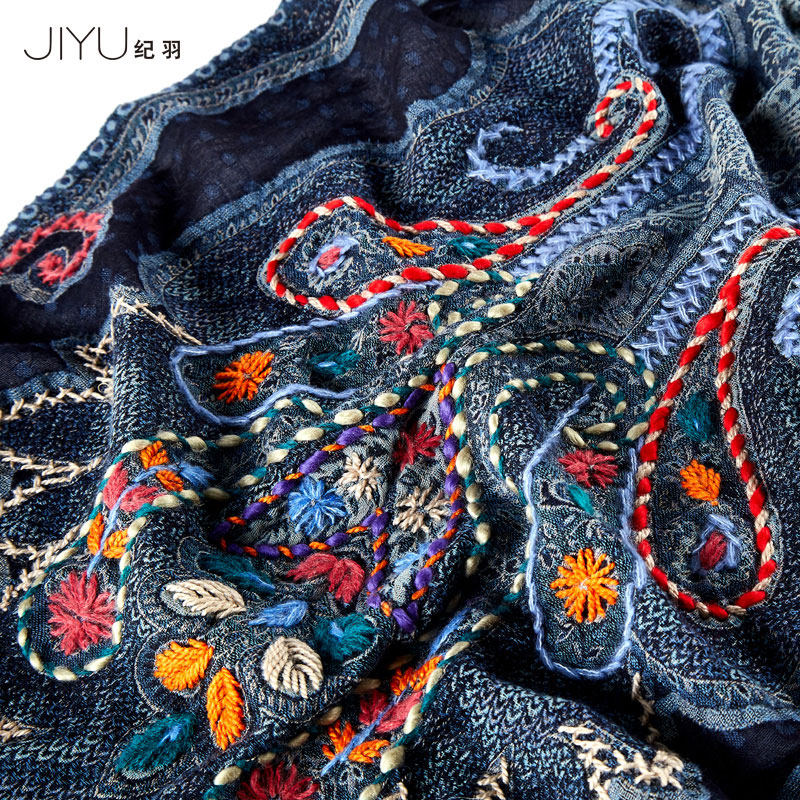 纪羽 秋冬印度手工刺绣水煮羊毛披肩围巾女长款民族风保暖,淘宝优惠券,粉丝福利购,淘宝优惠卷