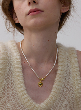 施家爱心珍珠项链吊坠女