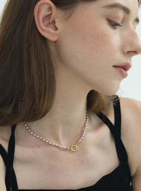 天然淡水粉紫色小米粒珍珠项链