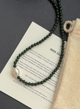 天然淡水珍珠锁骨链玉髓串珠颈链