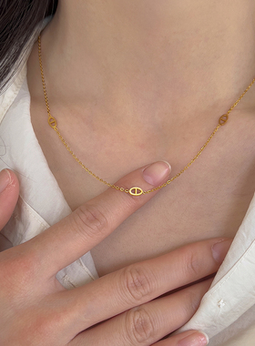 不褪色猪鼻子爆款锁骨链女