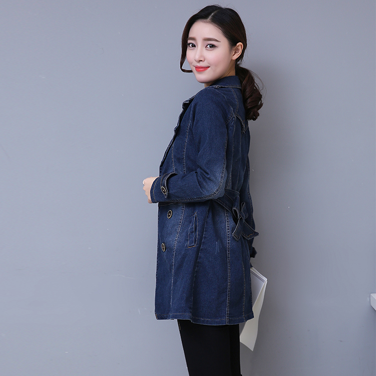 WHD 秋季新款大码女装中长款休闲双排扣牛仔风衣外套 2018 女王气质 WHD 秋季新款大码女装中长款休闲双排扣牛仔风衣外套 2018 女王气质
