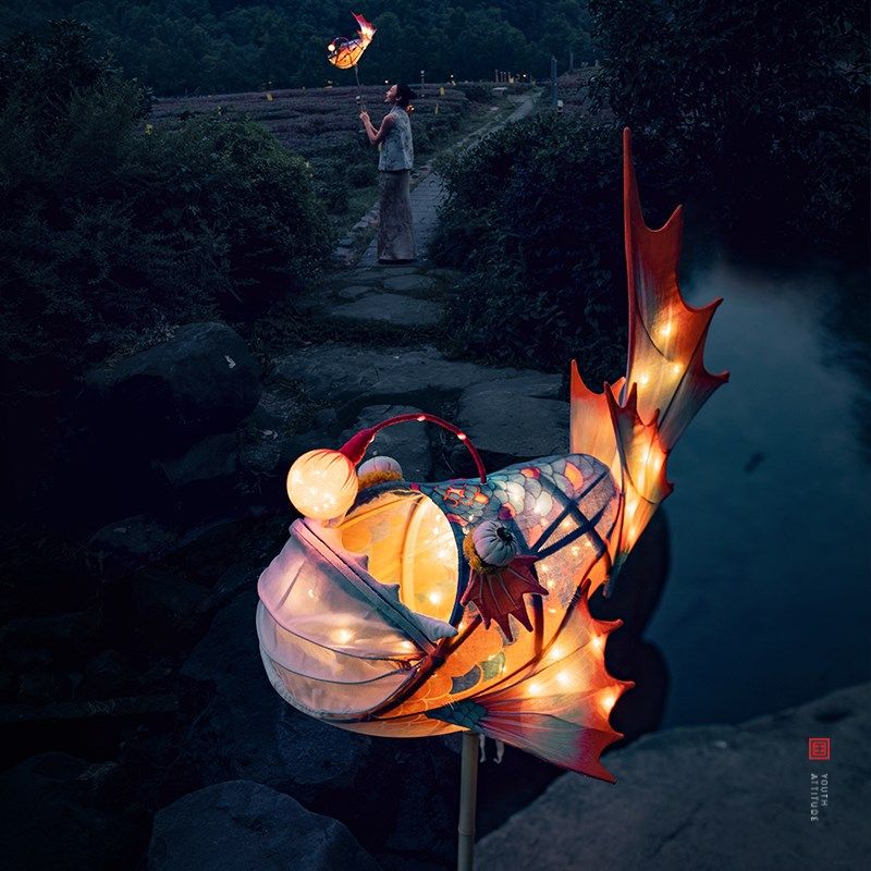 精选 安康鱼灯笼中秋节手工DFIY材料包花灯竹编中式古风国,淘宝优惠券,粉丝福利购,淘宝优惠卷