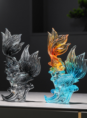 精选真摆件茶室装饰品家居客厅酒柜高端GL清新雅致新中式年年有余