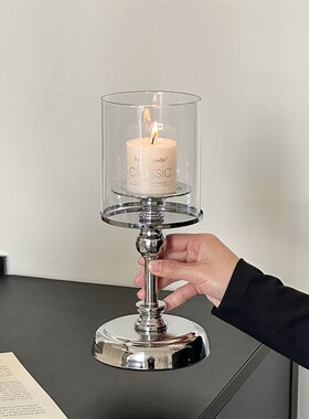 优选ins复古高级铁艺r蜡烛烛台桌面装饰摆件欧式感香薰烛光晚餐玻