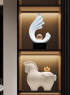 精选新中式轻奢高档风生水起摆件高级感酒柜O装饰品客厅家居电视