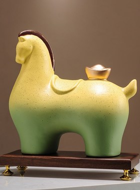 精选马上有钱摆件新中式客厅博y古架酒柜装饰品办公室摆设开业乔