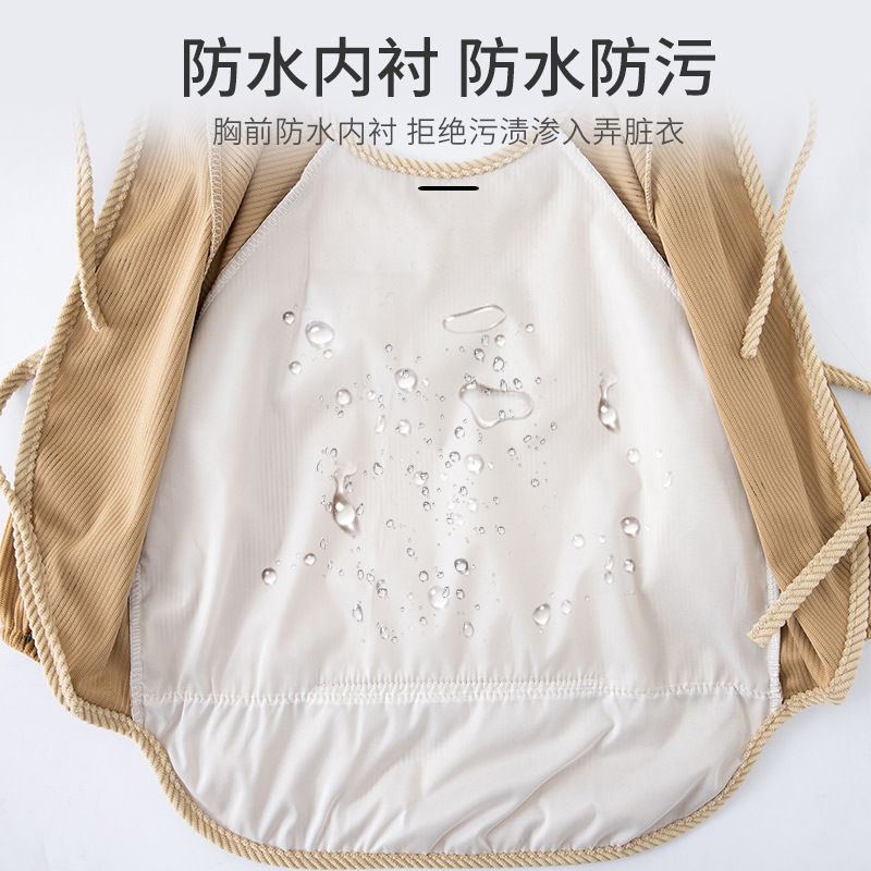 Autumn and winter children's smock, baby eating bib, waterproof and anti-dirty, boy's corduroy style protective apron, reverse wearing