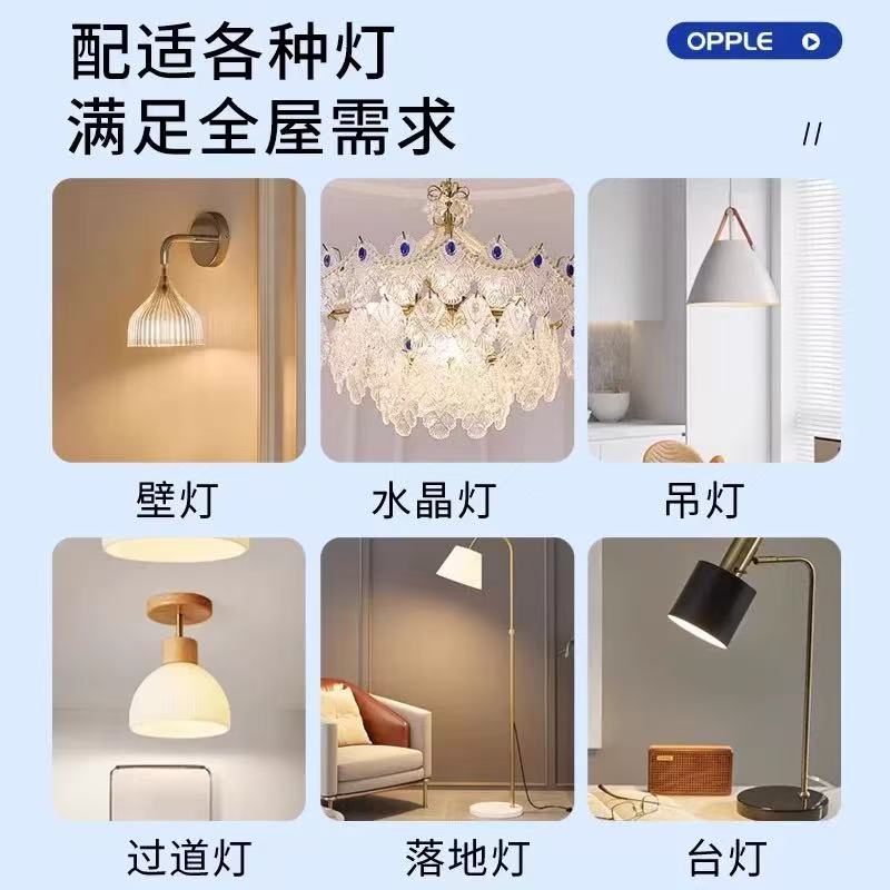 欧普LED灯泡玉米灯家用e27螺纹e14螺口节能灯暖白三色光照明吊灯 - 图1