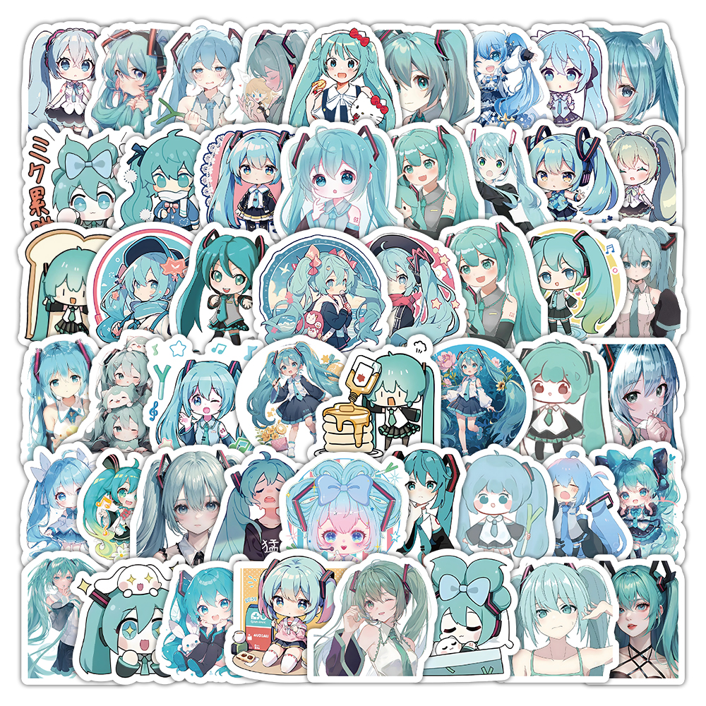 100张chibi版初音未来贴纸动漫卡通MIKU可爱二次元儿童电吉他电脑水杯手机iPad装饰防水不留痕DIY粘贴小贴画 - 图0