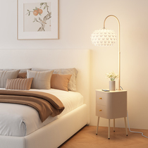 Cream Wind Bed Head Cabinet Table Lamp Bedrooms Simple modern solid wood smart charging alternatives Small side several shelves