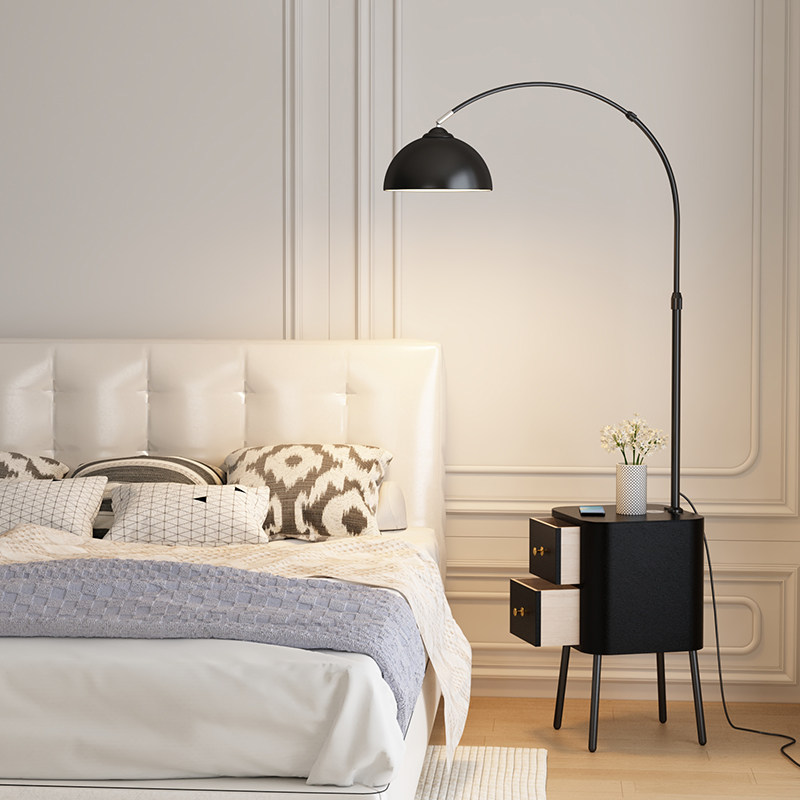 钓鱼灯落地灯客厅沙发旁边几高级奶油风卧室床头柜置物架一体台灯,淘宝优惠券,粉丝福利购,淘宝优惠卷