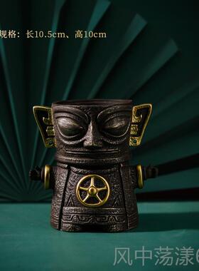 正品三星堆文创筒收纳笔桶厅茶室办公室桌客面多功能意收纳摆件创