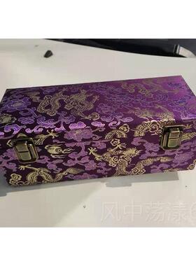 正品S蓝色背景银小龙10件玉镯盒造黄携金和白银珠宝集便式箱收包
