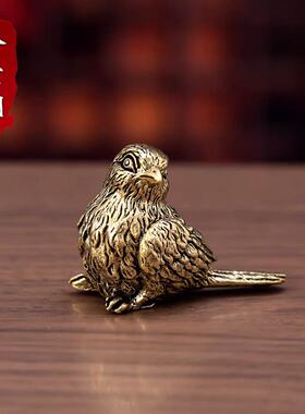 实心黄铜比翼鸟麻雀桌面摆件