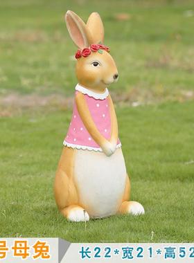 正品户外园庭院花园艺大号树脂兔子园林景别墅仿真动物观雕装塑饰