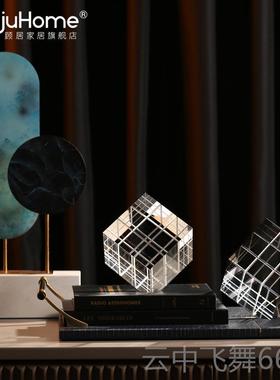 正品创现代轻奢水晶客魔方摆件家居简约厅书房公室桌办面意工艺品