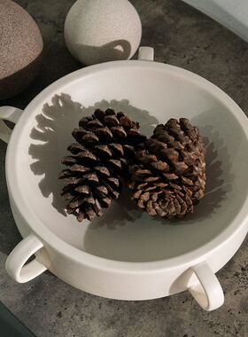 中古风托盘摆件现代家居客厅样板间陶瓷装饰品收纳果盘桌面高级感