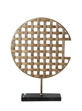现代简约金属编织圆盘装饰摆件