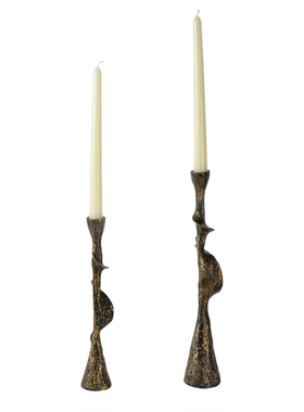 现代轻奢天然云石大理石烛台摆件