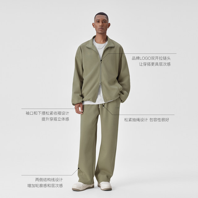 BODYDREAM Sports Commuting Sweatshirt Jacket Men's Autumn and Winter Stand Collar Short Jacket/Casual Pants Suit