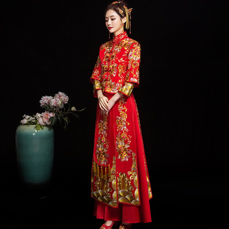 大码秀禾服新娘2020新款结婚礼服 摩卡媛旗袍