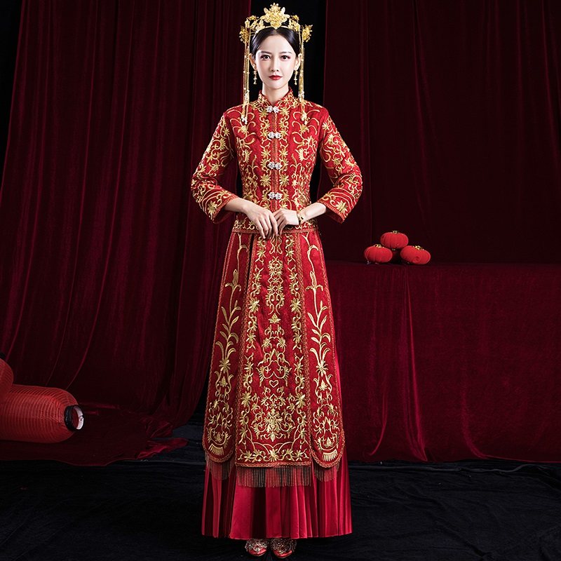 秀禾服新娘2020新款结婚中式女婚纱 摩卡媛旗袍