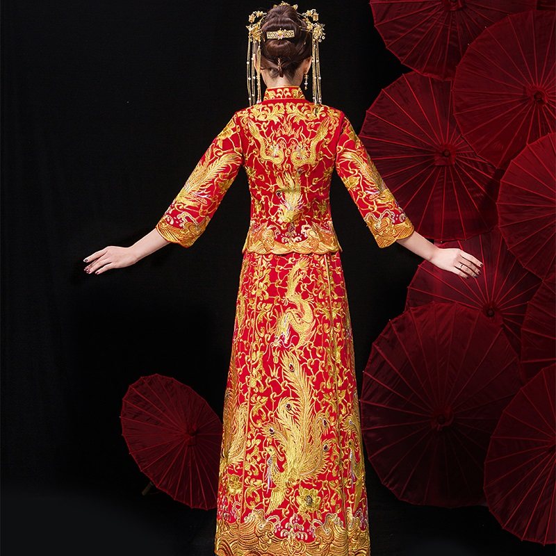 龙凤褂大五福秀禾服新娘2020婚纱 摩卡媛旗袍