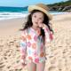 France 2026 new girls swimsuit one-piece long-sleeved children’s long-sleeved swimsuit protection sundress for small and medium-sized swimsuit cute-sea-dry-frying