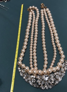 Vintage 多层澄粉色珍珠时尚短款项链