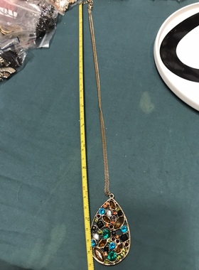复古水滴多彩项链 3644
