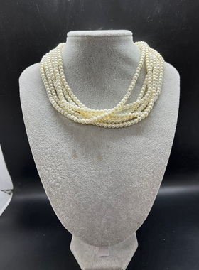 多层白色琉璃珍珠简约项链很美简单大方款