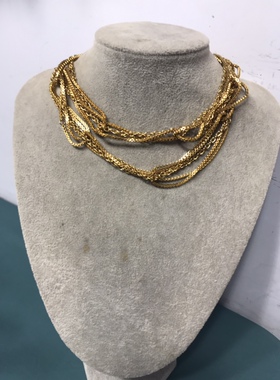 Vintage铜镀真金长款盒子里毛衣链保存品