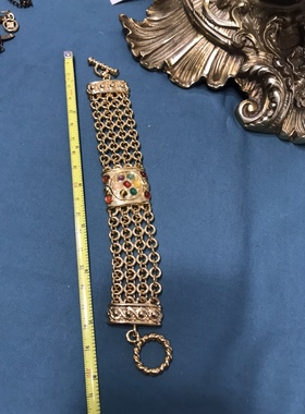 中古Monet金色宽版手链