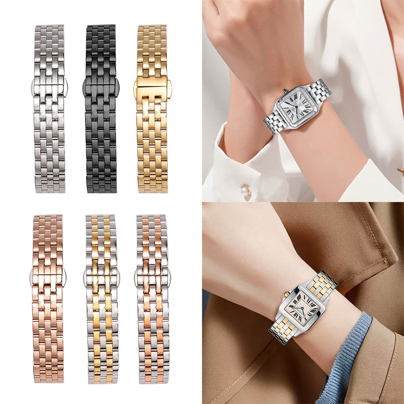 Metal stainless steel watch strap men's curved mouth