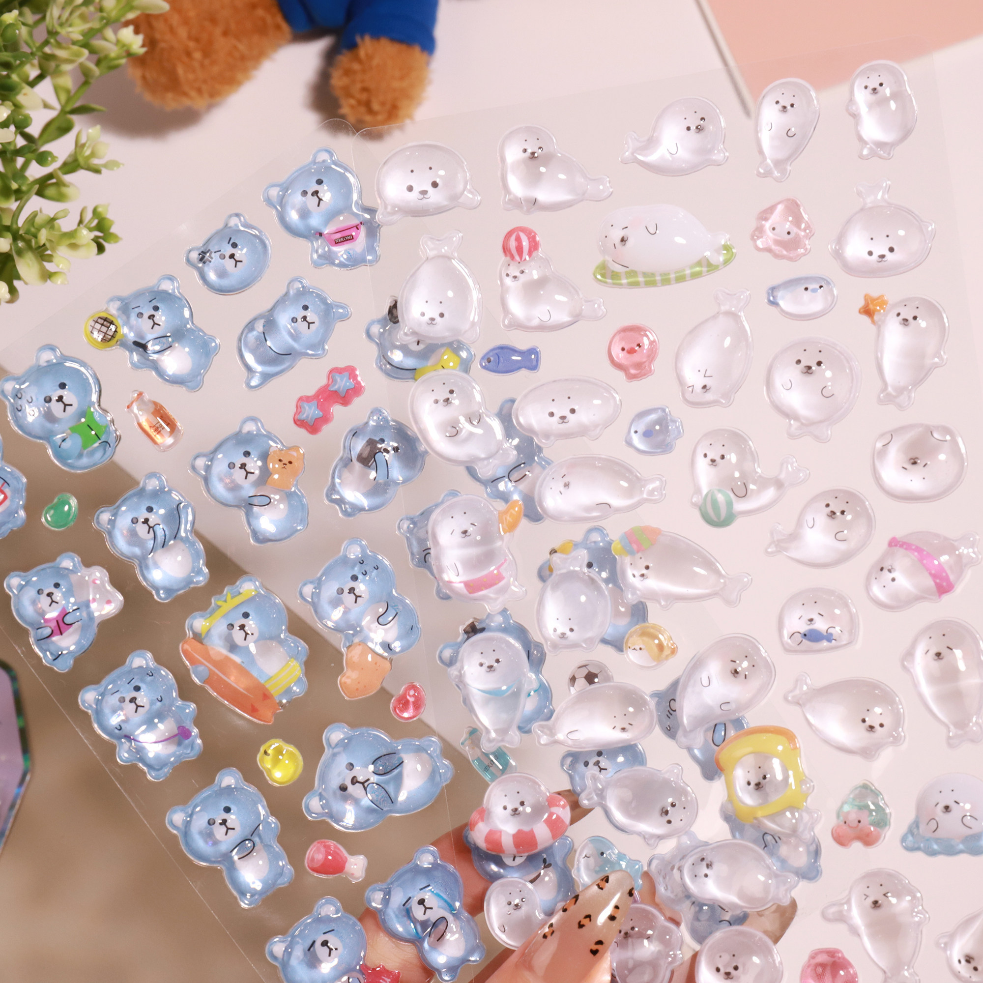 Nekoni 3D立体水晶浮雕趣味贴纸企鹅蓝熊小海豹的日常系列DIY手机壳手工装饰贴纸DIY奖励贴贴画卡通儿童手账,淘宝优惠券,粉丝福利购,淘宝优惠卷