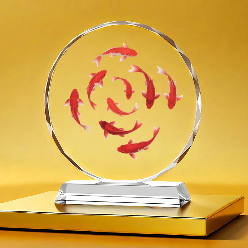 九鱼聚财水晶摆件好运锦鲤客厅玄关家居装饰桌面摆台乔迁开业送礼,淘宝优惠券,粉丝福利购,淘宝优惠卷