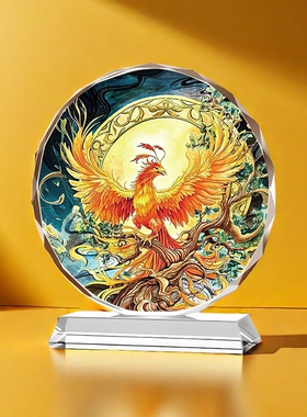 龙凤呈祥水晶摆件金龙火凤凰龙凤戏珠家居客厅办公室工艺装饰摆台