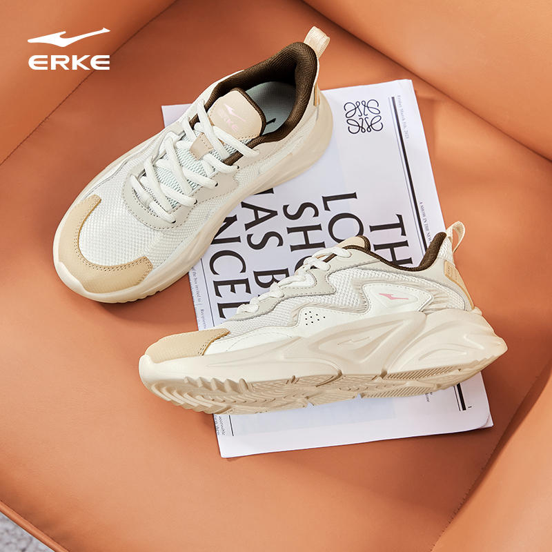 鸿星尔克川流休闲鞋女鞋子春季新款厚底增高软底百搭运动鞋跑步鞋