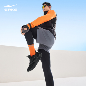 鸿星尔克减震跑步鞋冬季加绒男鞋软底防水运动鞋新款黑色轻便跑鞋