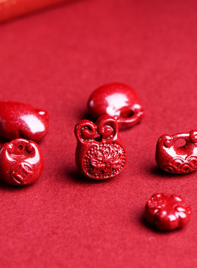 天然高含量紫金砂如意锁吊坠项链女百搭项坠毛衣链真朱砂宝宝锁