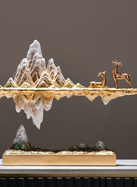 精选新中式悬浮假山x摆件办公室桌面装饰品客厅艺术高级感