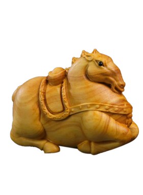 精选黄杨木雕唐马实木雕刻随身盘玩工艺品生肖马手把件Z文玩摆件