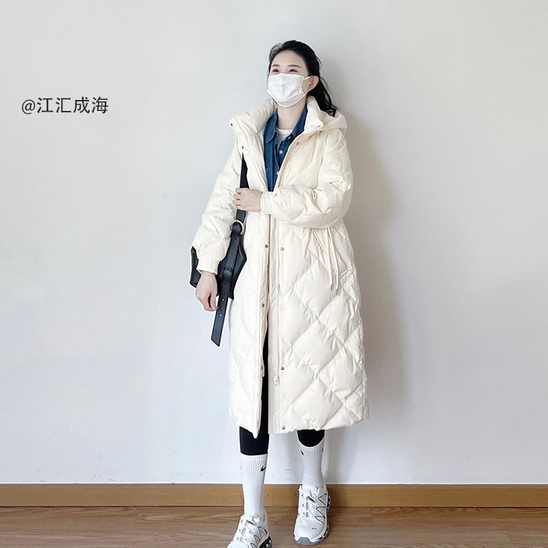 坦博尔长款羽绒服女冬季流行时尚菱格收腰显瘦超好看加厚保暖外套 - 图1