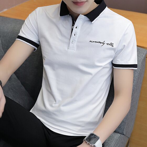 Short sleeve men's summer lapel T-shirt half sleeve