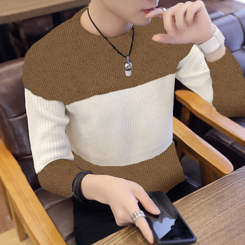 ເສື້ອເຊີດຜູ້ຊາຍຄໍຮອບດູໃບໄມ້ລົ່ນແລະລະດູຫນາວ 2024 ຄໍເຕົ້າໄຂ່ທີ່ເກົາຫຼີໃຫມ່ trendy sweater ຫນາເສັ້ນເຄື່ອງນຸ່ງຫົ່ມຜູ້ຊາຍ bottoming ເສື້ອ