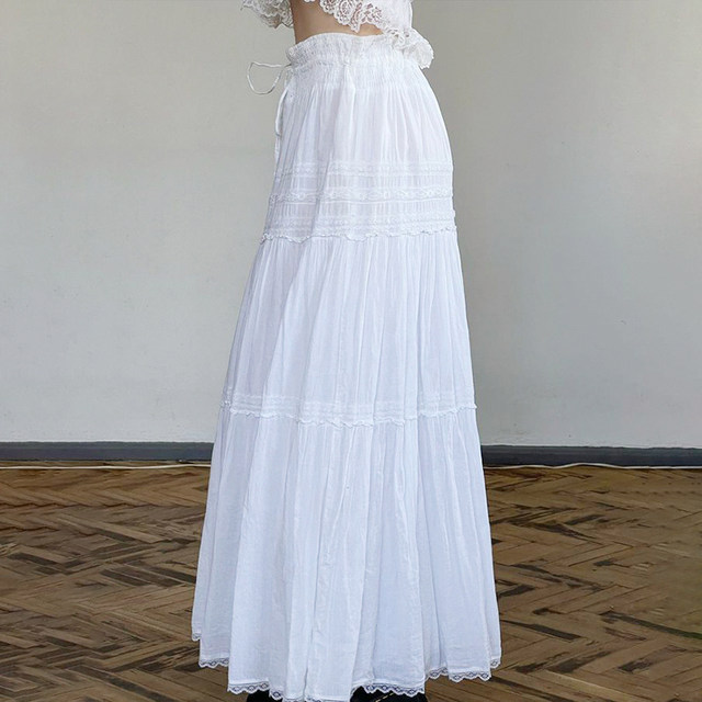 Artistic lace A-line half-length skirt