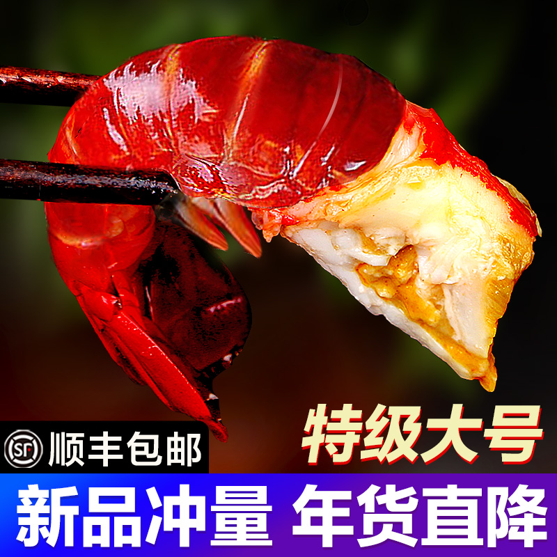 虾尾鲜冻批发鲜活小龙虾无冰衣龙虾尾特级大号龙虾尾10斤整箱生鲜