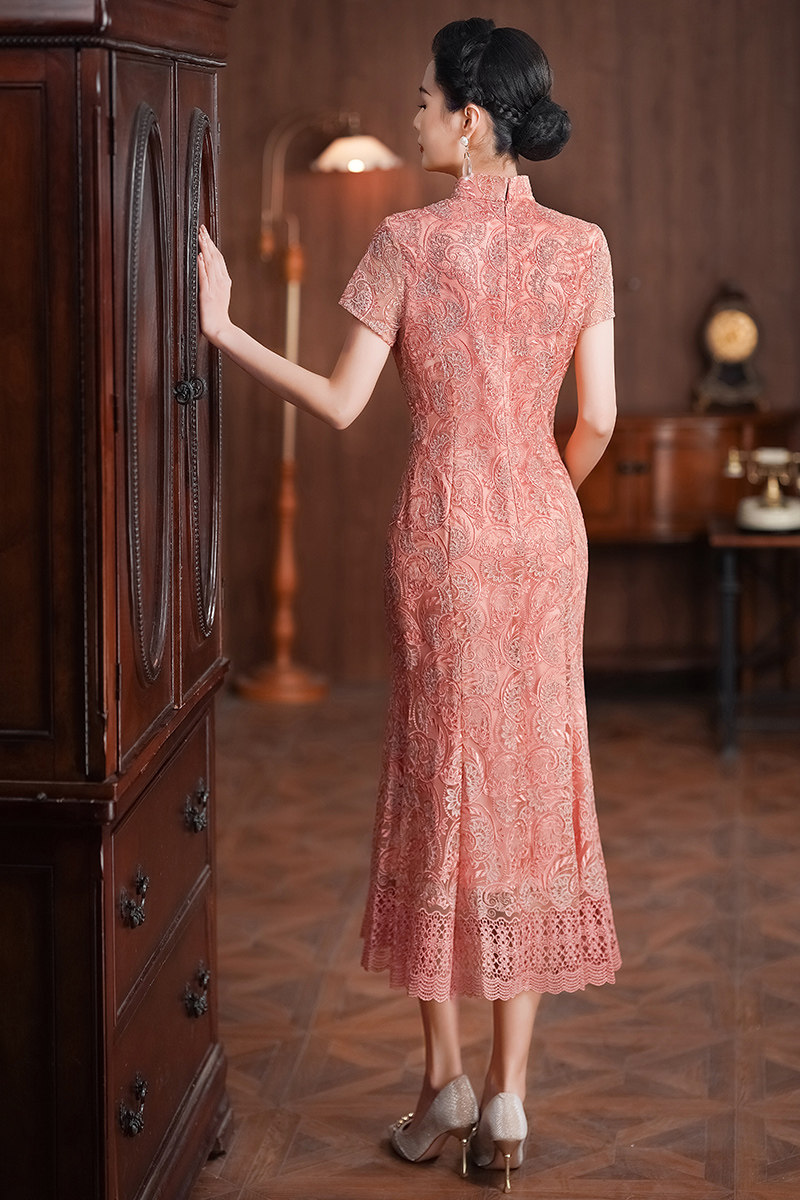 年轻妈妈婚宴装喜服高贵复古连衣裙 美舒饰旗袍