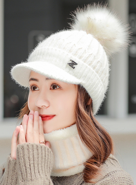 女秋冬百搭鸭舌帽针织毛线帽帽子